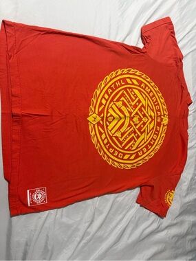 American Fighter Graphic Tee with Large Yellow Emblem